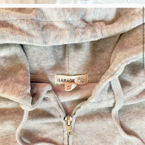 Garage Velvety Grey Zip up Hoodie - Picture 2 of 3